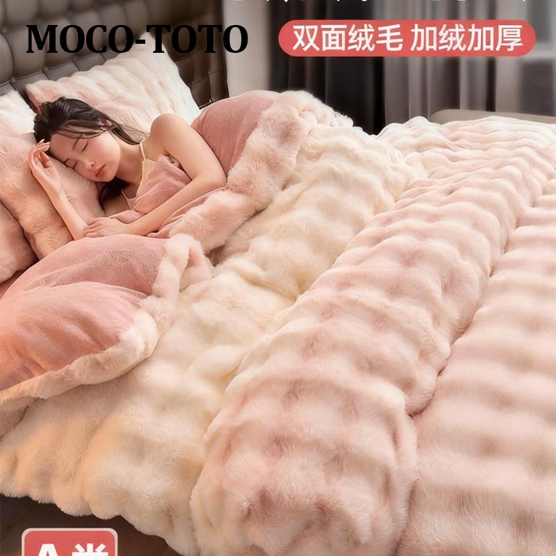 MOCO-TOTO2025冬季牛奶绒毛绒床品四件套珊瑚绒床上冬天加绒被套