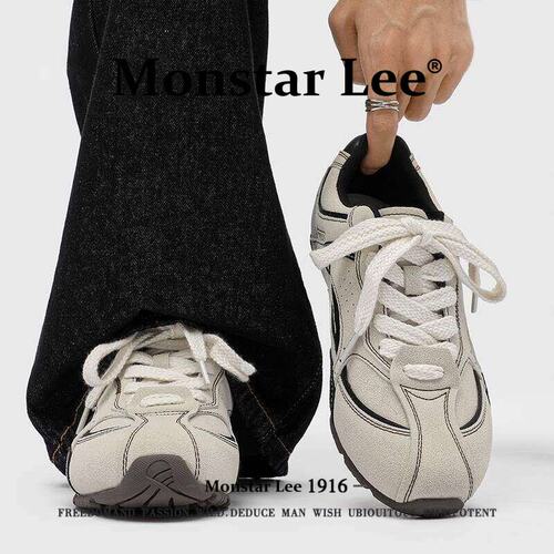 Monstar lee赛车鞋男鞋2026春季透气德训鞋平底休闲板鞋复古潮鞋