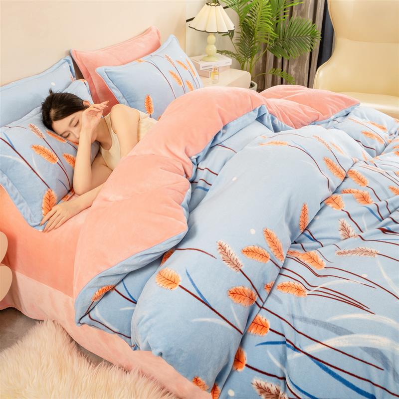 MOCO-TOTO加厚牛奶绒四件套冬季款床单双面绒被套三件套床上用品