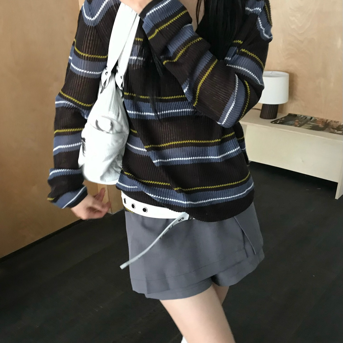 TABLE-裙裤防走光双层叠搭高腰A字短裤半身短裤休闲短裤YS 61468图片