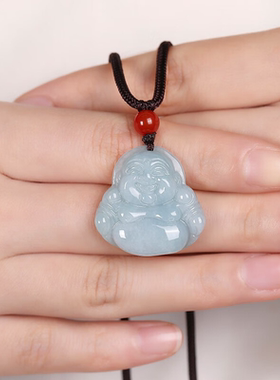 缅甸翡翠弥勒佛吊坠女玉宝
