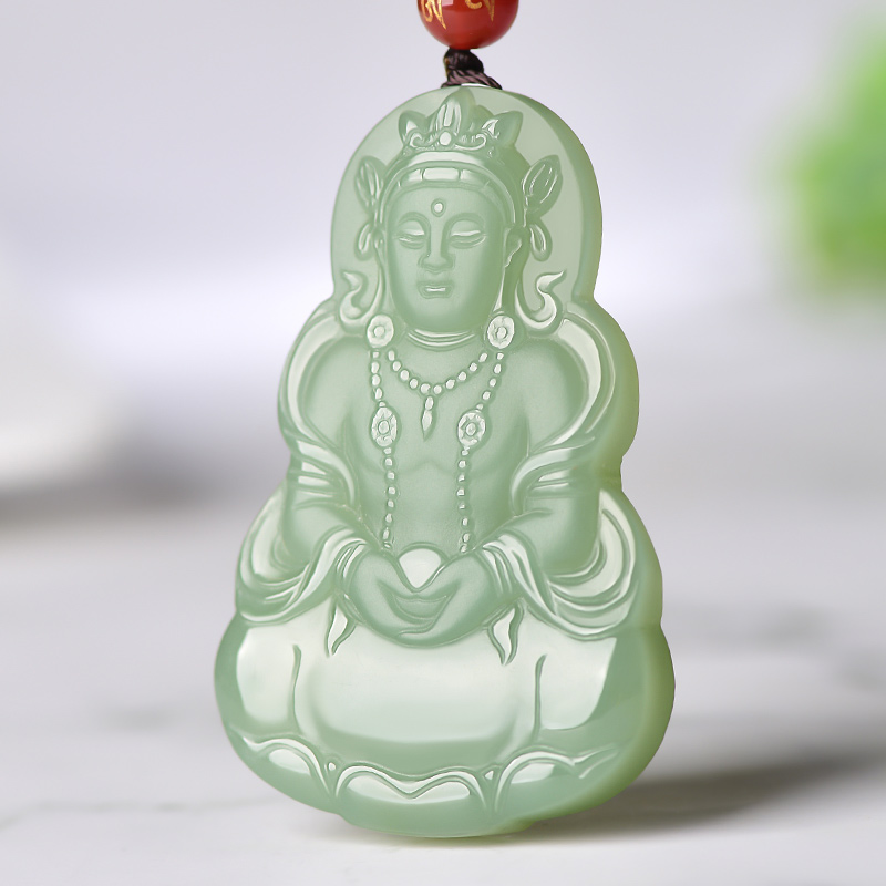 天然和田玉青白观音菩萨吊
