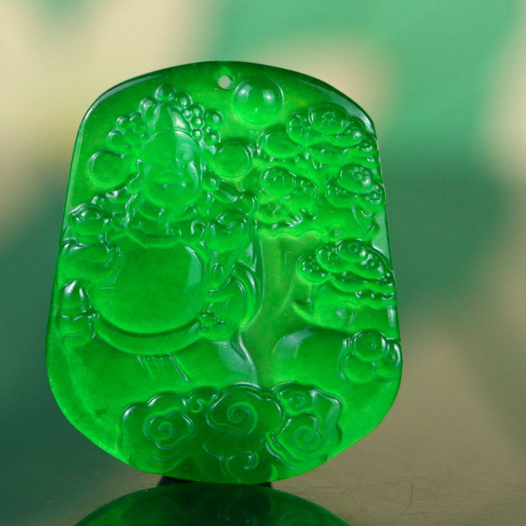 完美高冰精工雕刻【财神牌】精美饰品送链子送盒子文玩饰品