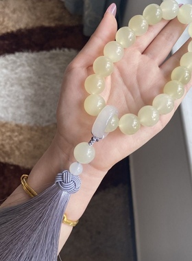 天然阿富汗玉手持蚕丝猫眼