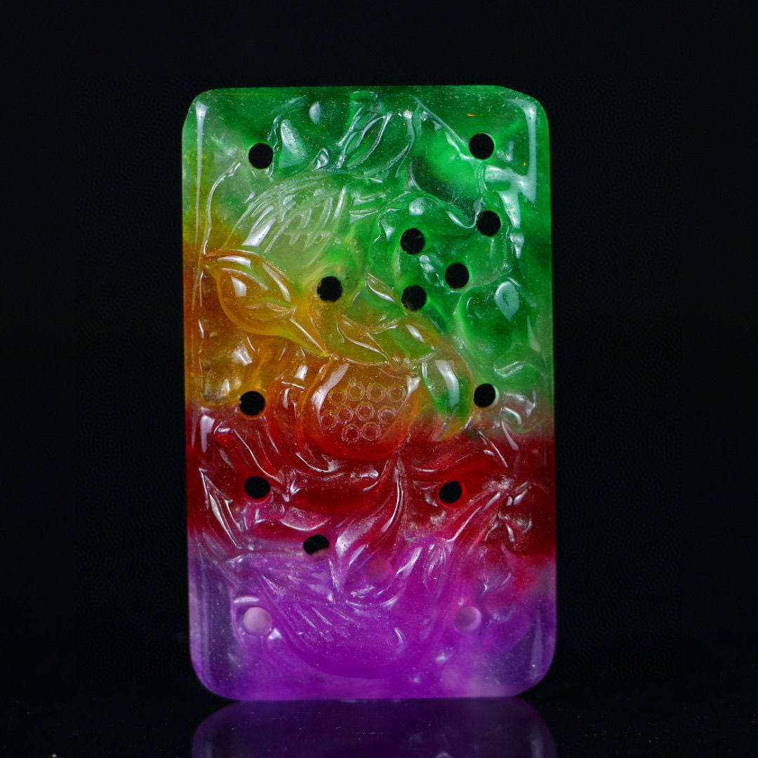 完美高冰精工雕刻【花鸟牌】精美饰品送链子送盒子文玩饰品