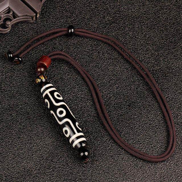 天珠项链西藏九眼天珠挂件黑白天然玛瑙男女款藏式真品藏族项链