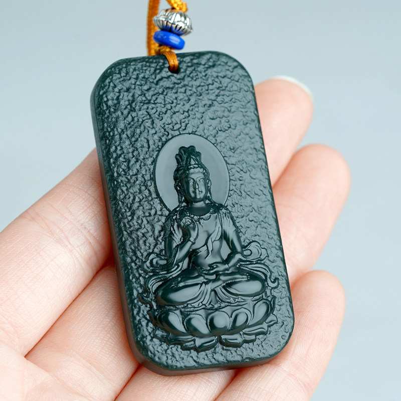 天然和田玉观音吊坠男款玉佩女款莲花观音玉牌子真玉吊坠男士