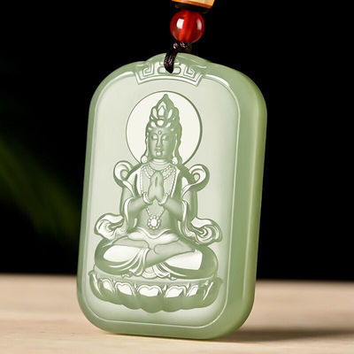 新款一级男款合手吊坠阿富汗白玉青玉牌观世音菩萨玉坠观音大玉牌