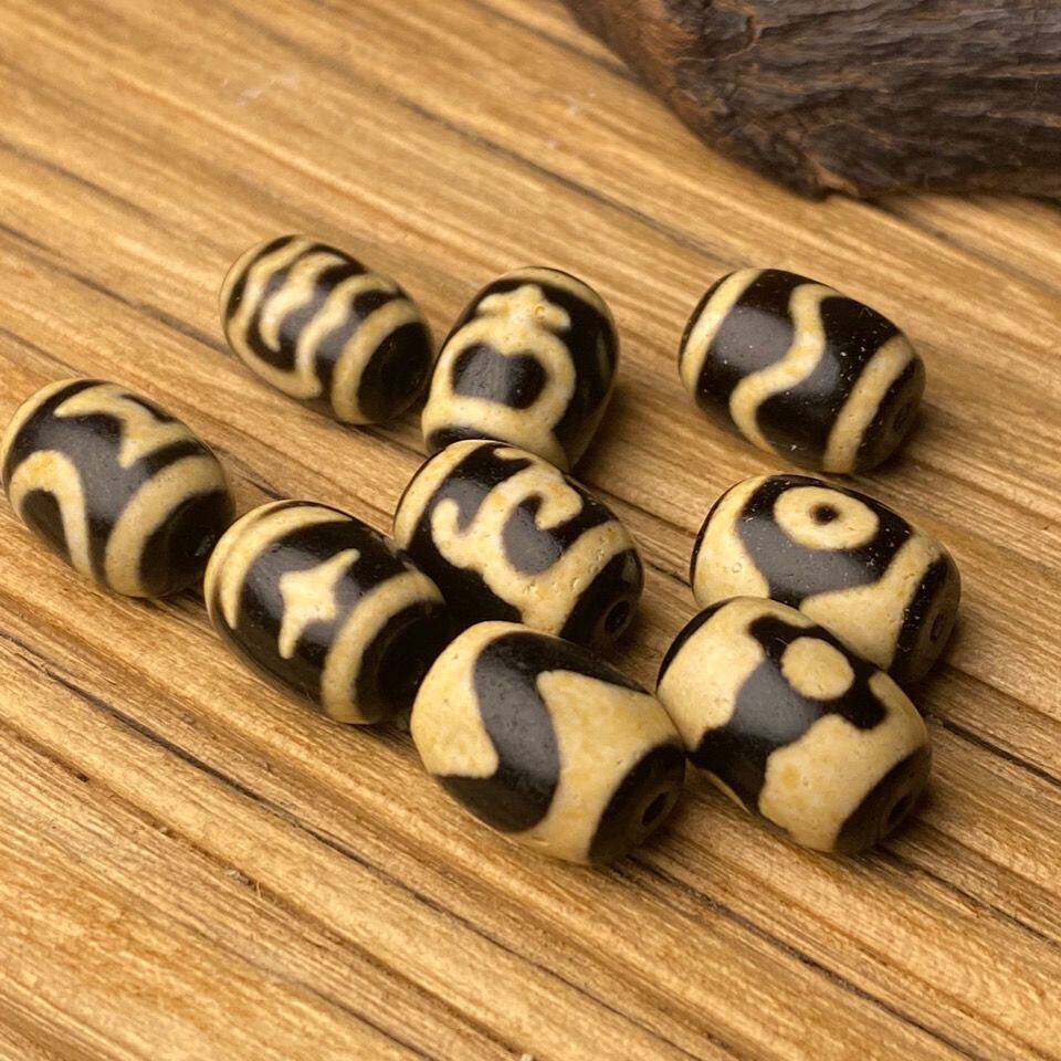 新年新款西藏真品虎牙三眼玛瑙天珠老料牙黄手链项链配珠