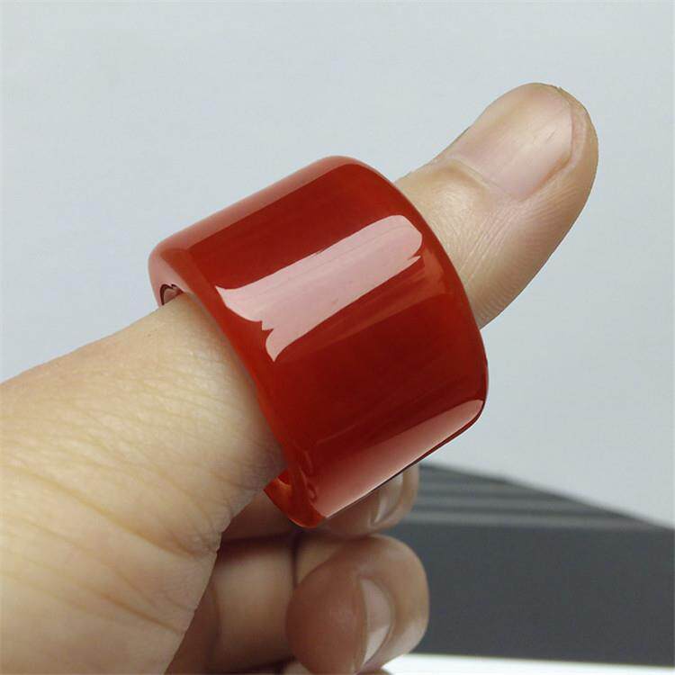 玛瑙扳指天然红玛瑙扳指戒指玉髓大拇指扳指时尚男款女款玉扳指环