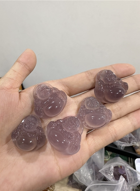 纯天然冰种弥勒佛紫色佛公玛瑙吊坠大肚佛时尚简约玉项链女款