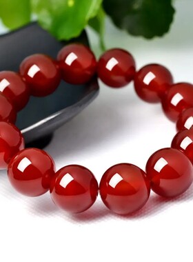 天然玛瑙手链南红色真品圆