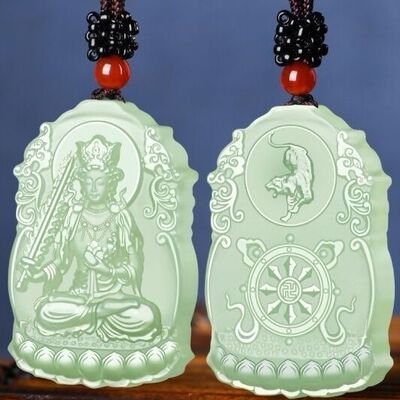 和田玉生肖兔文殊菩萨本