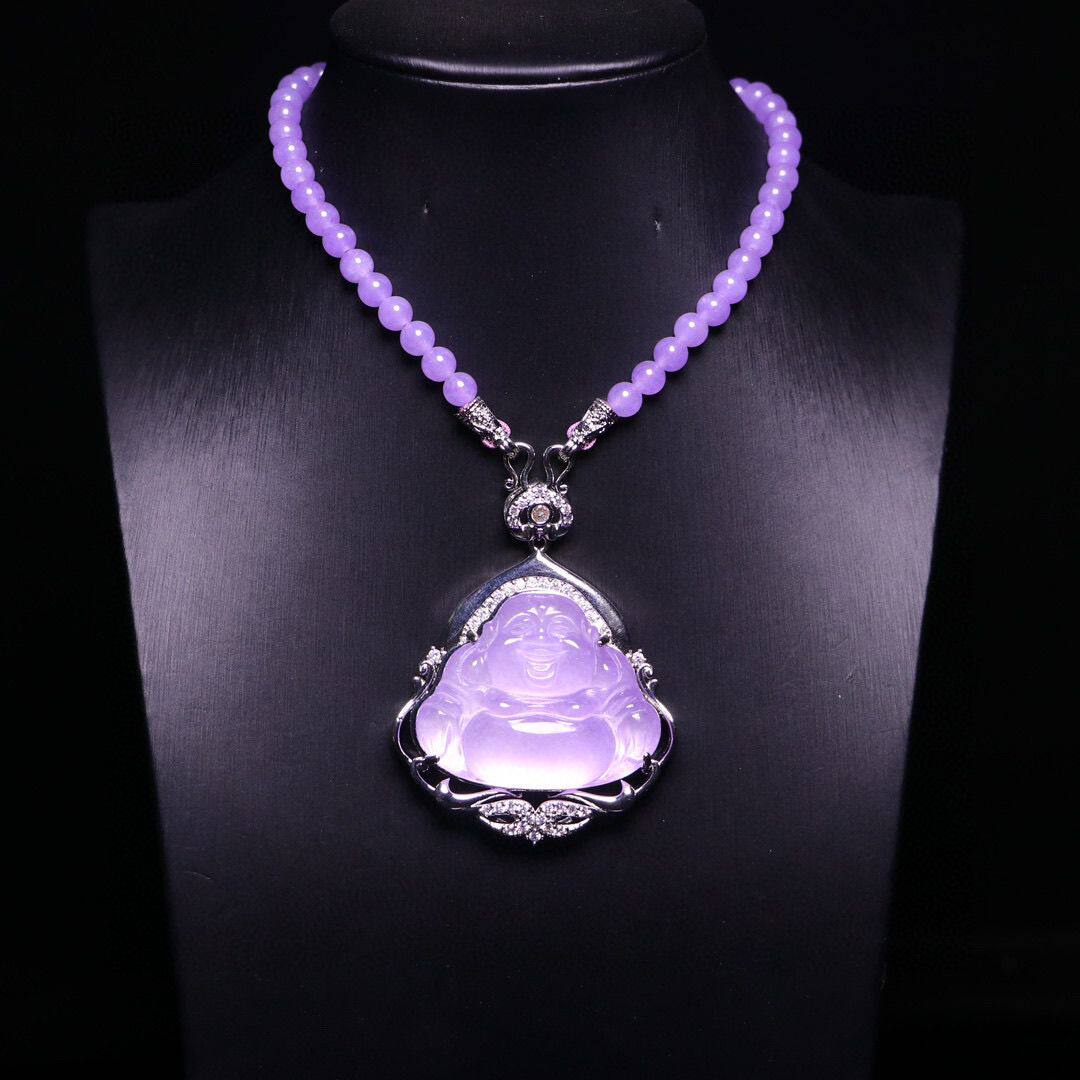 完美高冰精工镶嵌【弥勒佛】精美饰品送链子送盒子文玩饰品