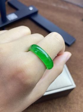 菠菜情侣辣绿指环戒圈男女款钰石扳指尾戒钰一枚