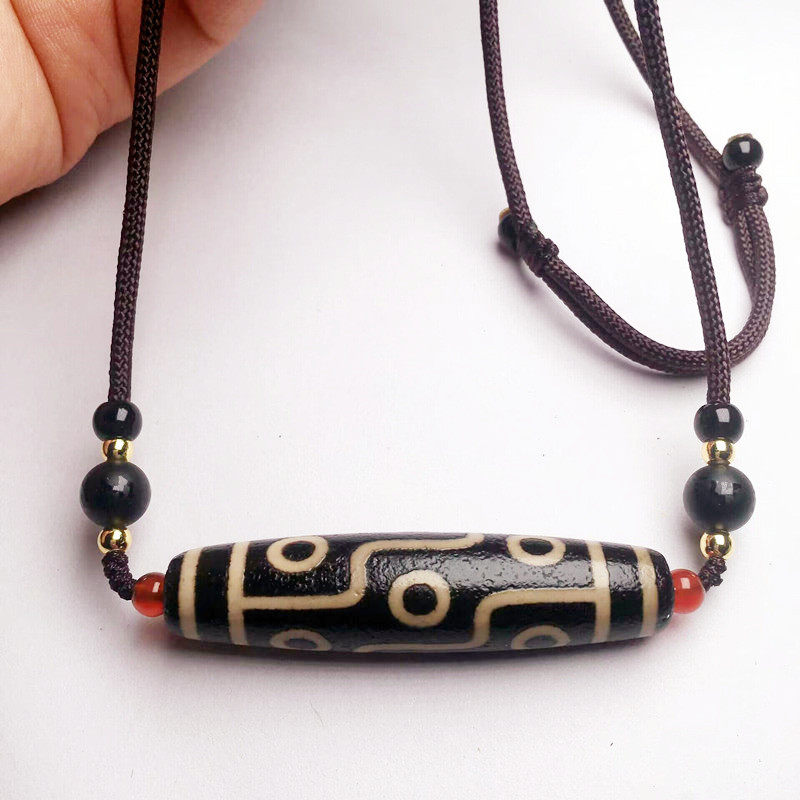 藏传玛瑙九眼天珠吊坠西藏真品藏式佛珠挂饰项链男女锁骨链毛衣链