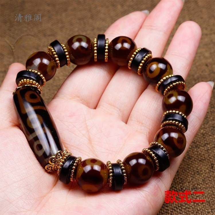 原石玛瑙三九眼天珠手串男女西藏真品文玩佛珠天眼民族风玉珠手链
