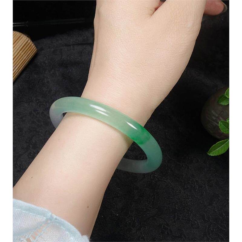 翡翠玉石细圆条贵妃手镯飘花浅绿阳绿冰种飘绿女款玉手镯送人礼物