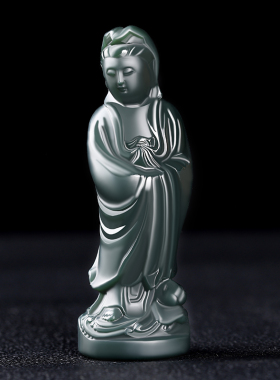 真品和田玉观音手把件男士