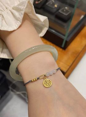 天然玉石新疆手镯冰种青白