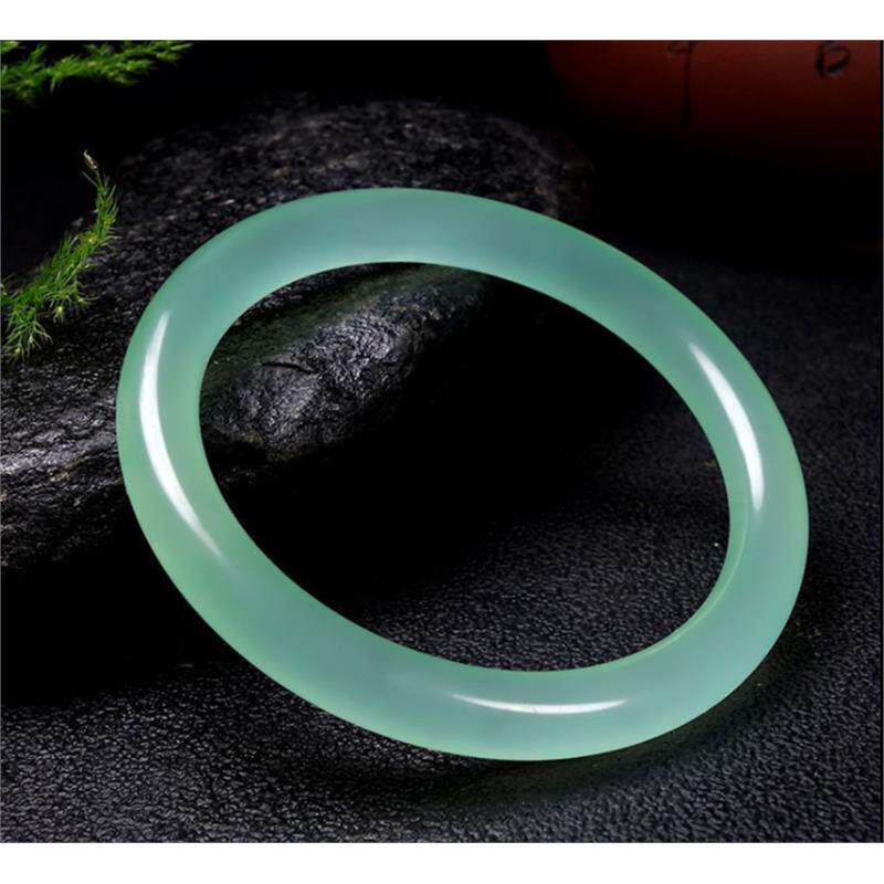 翡翠色手镯女细圆条冰种叮当镯玉石英岩冰种镯子小巧显年轻