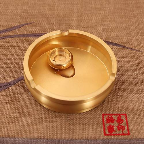 纯铜烟灰缸家用客厅茶几办公室烟缸创意个性潮流摆件新中式烟缸