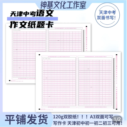 天津中考语文作文纸答题卡初中学业水平考试语文作文练习纸稿双面
