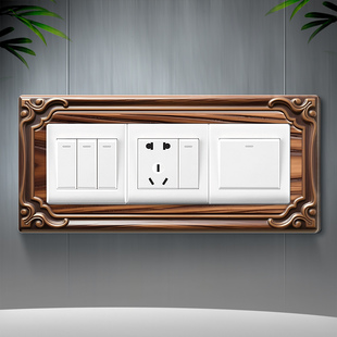 欧式三联开关面板保护套补洞口遮丑装饰贴3d立体高级感插座边框套