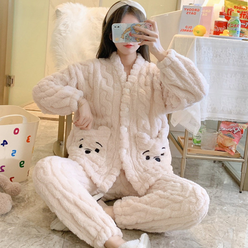 加厚加绒珊瑚绒睡衣家居服