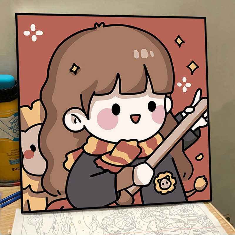 q版哈利波特diy数字油画填色画儿童动漫手工手绘油彩画涂色装饰画