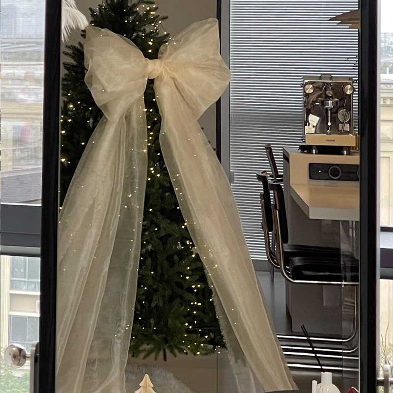 蝴蝶结圣诞树装饰品自制欧根纱网红氛围布置挂件圣诞节配件