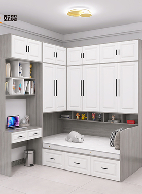 两侧衣柜床组合实木小户型儿童单人多功能储物榻榻米带书桌一体床