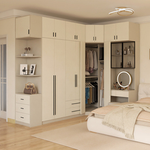 转角衣柜法式奶油风对开门90度墙角柜家用主卧室l型实木书桌一体
