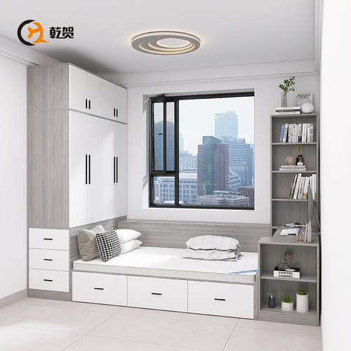 实木儿童榻榻米床柜一体小户型带书桌侧衣柜收纳储物大抽屉床组合