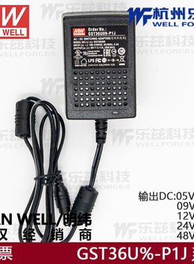 台湾明纬GST36U12/09-P1J电源适配器15V/24V小功率美式插头节能