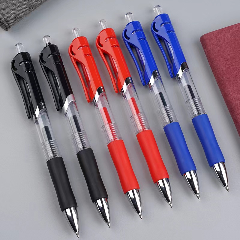 按动中性笔笔芯0.5mm黑色学生用蓝红色笔芯按动笔芯办公签字笔K35