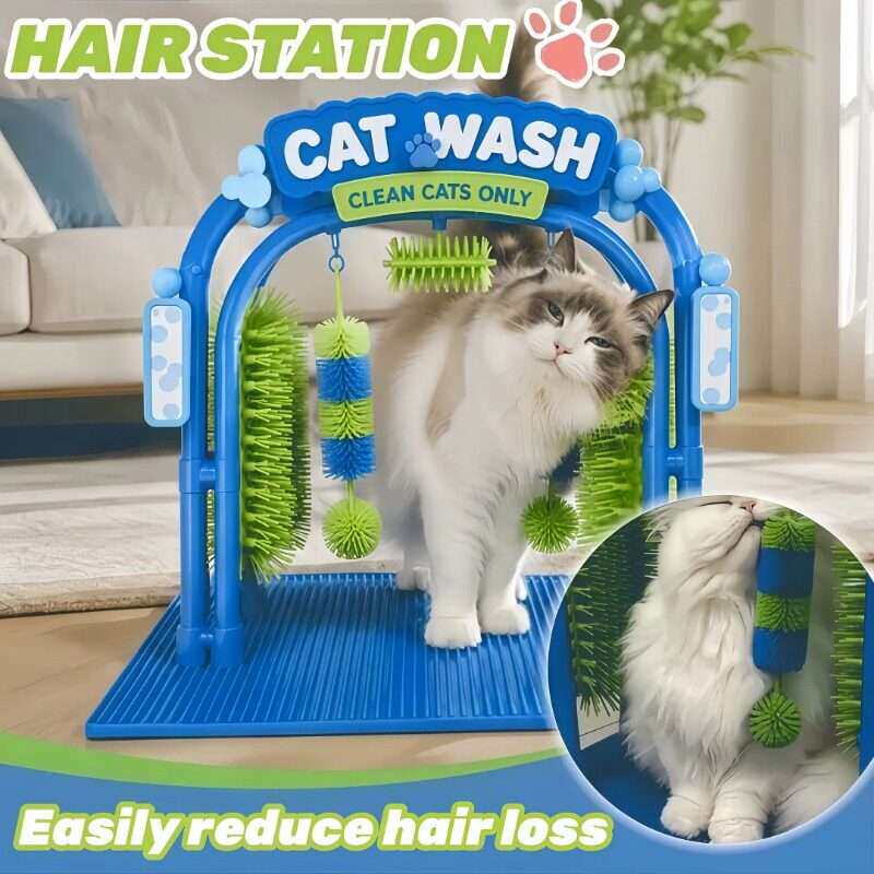 宠物猫咪洗护站自嗨玩具解闷蹭蹭毛清洗门带毛刷工具按摩洗澡套装