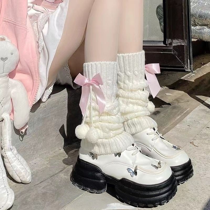 白色甜美袜套堆堆袜子腿套女春秋冬季中筒配jk小皮鞋雪地靴鲨鱼裤