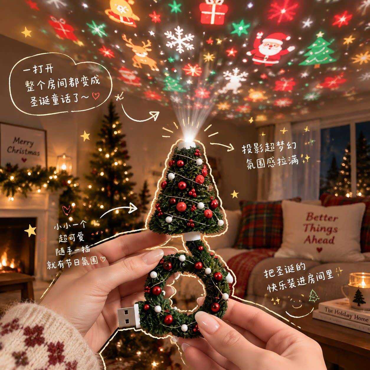万圣节圣诞节投影灯墙面氛围装饰小夜灯天花板布置星空顶投射灯