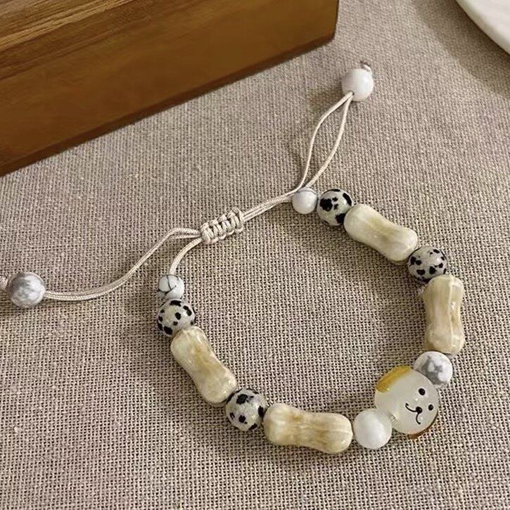 敲独特小狗骨头陶瓷手串轻奢小众精致情侣手链女生可爱个性手饰