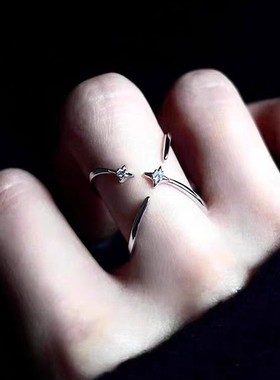 星轨戒指冷淡风四芒星镶钻锆石星星正反两戴双面戒指小众百搭戒指