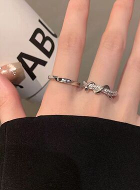 满钻灵蛇缠绕开口戒指女小众设计高级感食指戒时尚百搭叠戴指环