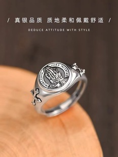 欧美祈祷之手戒指男个性潮小众复古泰银男士指环高级感食指手饰