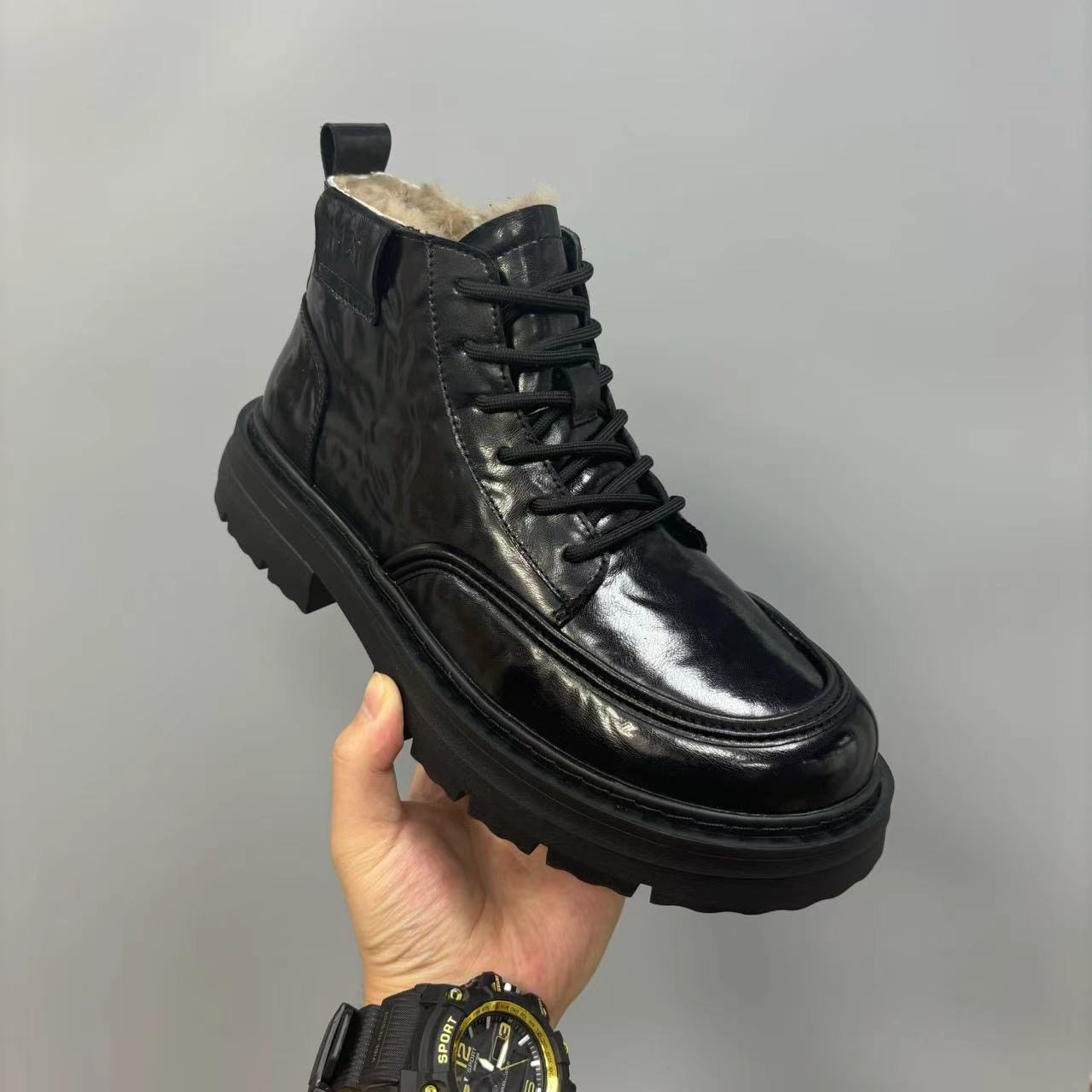 澳洲头层牛皮羊毛马丁靴男士冬季加绒加厚保暖欧货高级感英伦男鞋