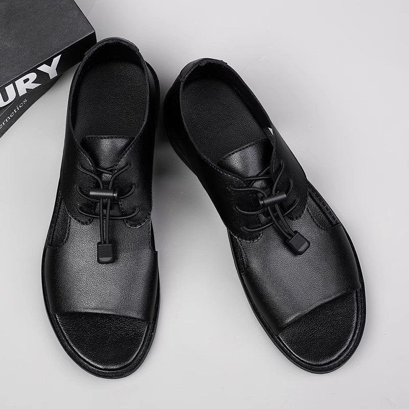 潮牌真皮凉鞋男士夏季透气休闲软皮沙滩鞋男款防滑防臭罗马凉皮鞋