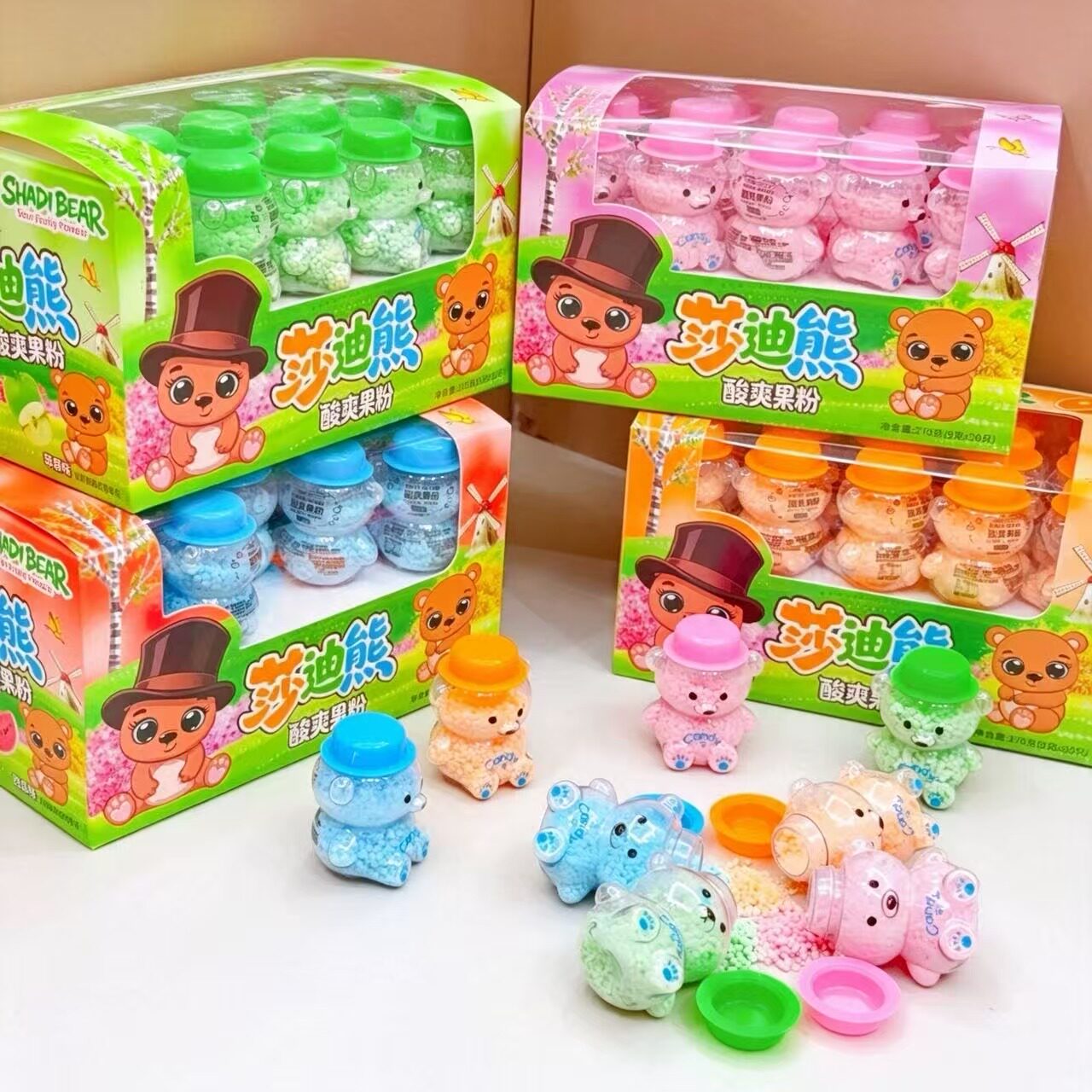 趣味玩具熊瓶水果味颗粒糖粉儿童糖果幼儿园小朋友零食批发小卖部
