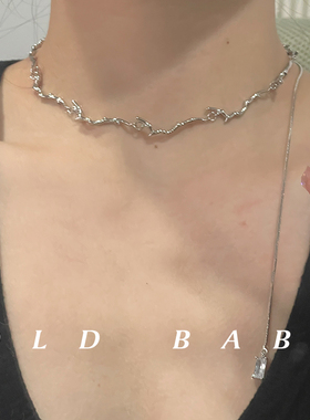 Old babe原创冷淡枯枝锁骨颈项链女小众时髦设计中长抽拉简约百搭