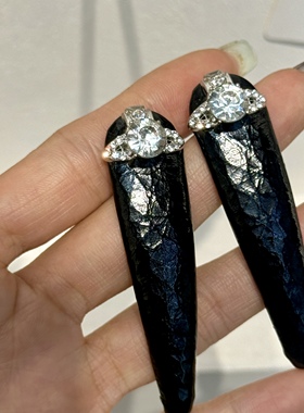 土星黑色油蜡皮三角拜拜夹不伤发西太后简约大气精致拜拜刘海发夹