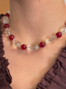 Old babe透白配色串珠项链百搭锁骨颈链女洋气时髦高级感choker