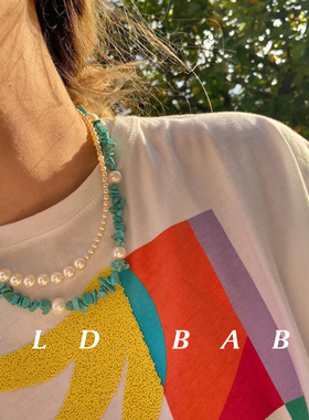Old babe绿石天然淡水珍珠项链欧美轻奢小众设计ins锁骨颈链情侣